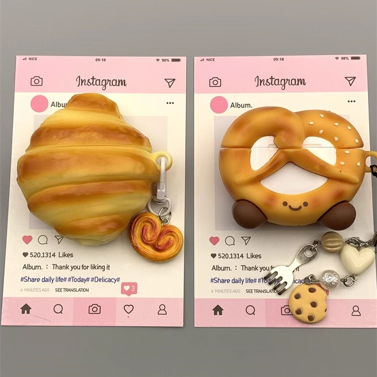 jellycat碱水面包牛角包适用苹果无线蓝牙airpodspro耳机套airpods1/2硅胶软壳airpods3保护套pro2代防摔4代
