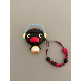 萌系可爱戴耳机企鹅pingu适用AirPods4代耳机壳苹果无线蓝牙AirPodsPro2代软1/2代硅胶3代防摔套pro三代卡通