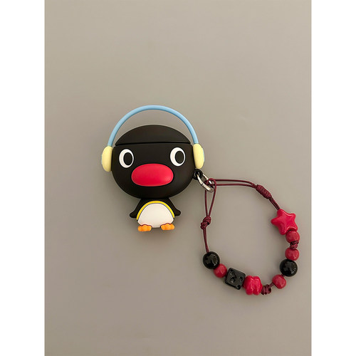 萌系可爱戴耳机企鹅pingu适用AirPods4代耳机壳苹果无线蓝牙AirPodsPro2代软1/2代硅胶3代防摔套pro三代卡通