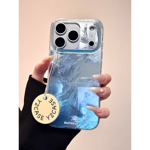 韩系高级感冰川蓝锡纸纹适用iphone17promax手机壳苹果17Pro亚克力15promax新款14Pro全包17防摔套女款16Pro