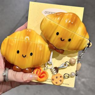 jellycat超萌趣味可爱可颂面包表情适用苹果无线蓝牙AirPodsPro二代耳机壳AirPods4代软AirPods1/2硅胶3代套