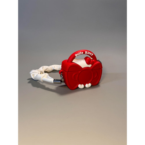 ins可爱Kitty猫蝴蝶结包包适用AirPodsPro三代耳机壳苹果1/2代软无线蓝牙AirPods4代硅胶Pro2代防摔3代Pro2代