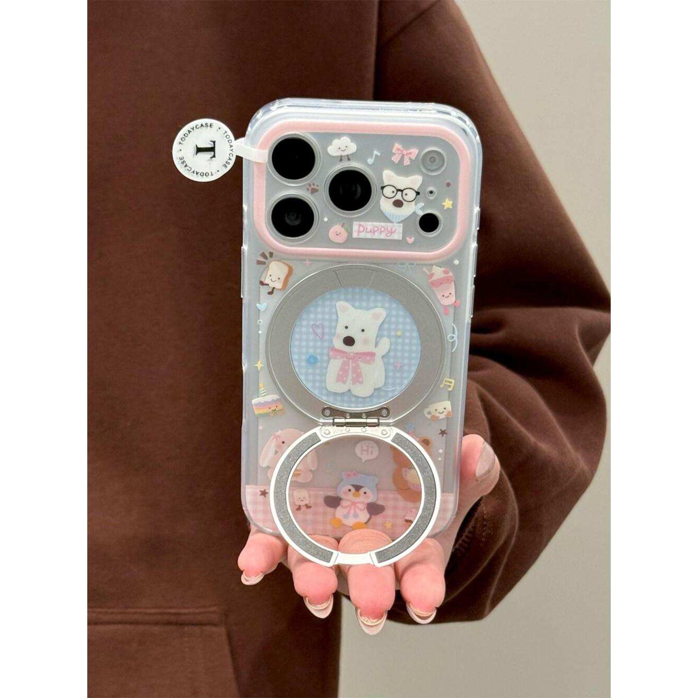 格纹可爱西高地360旋转折叠一体支架适用iPhone17promax手机壳苹果17新款16pro全包14防摔15pm女17pro超好看,3C数码配件,手机保护套/壳,淘宝优惠券,粉丝福利购,淘宝优惠卷