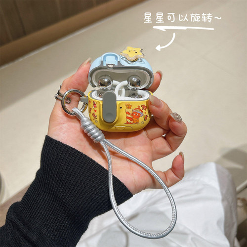 日韩可爱蜡烛星星人适用华为freeclip2代耳机壳锁扣自动弹盖蓝牙freebudsPro5/7i防摔套clip耳夹二代保护壳女