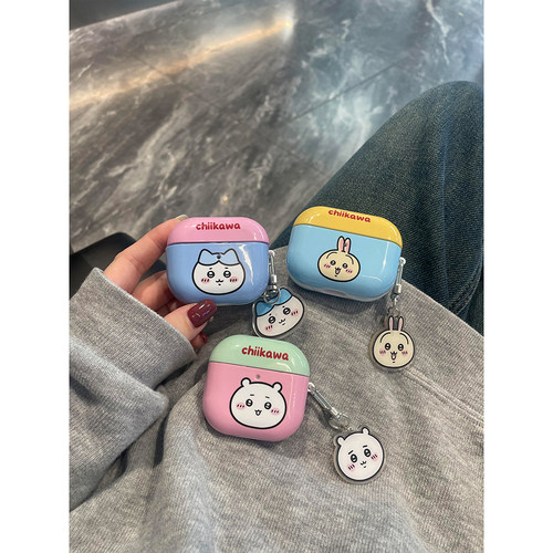 呆萌卡通可爱chiikawa小八适用苹果无线蓝牙AirPodsPro耳机壳4代硬AirPods1/2菲林AirPods3保护套Pro2代防摔
