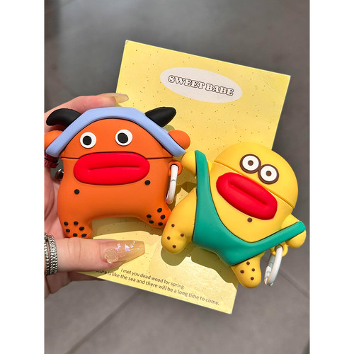 原创丑萌搞怪在逃疯子香肠嘴适用苹果无线蓝牙AirPods4代耳机壳情侣款AirPodsPro三代软AirPods1/2硅胶3代套