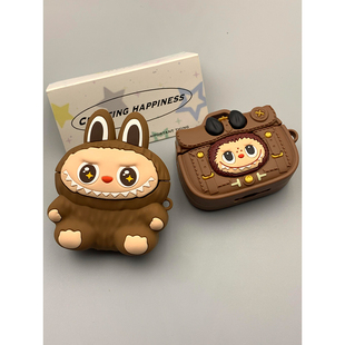 超萌可爱大嘴拉布布公文包适用苹果AirPods4代耳机壳AirPodsPro二代软AirPods1/2硅胶pro2保护套AirPods3防摔