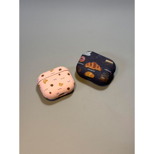 磨砂可涂鸦牛角包可爱小熊适用AirPods4代耳机壳苹果蓝牙AirPodsPro3代软1/2代硅胶5代防摔套pro三代Pro2女款