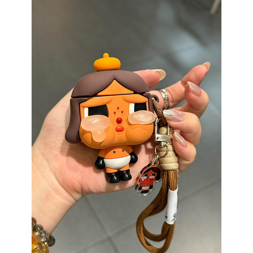 呆萌可爱黑皮哭娃小人适用苹果无线蓝牙AirPodsPro三代耳机壳AirPods4代女款AirPods1/2软硅胶3代套Pro2新款