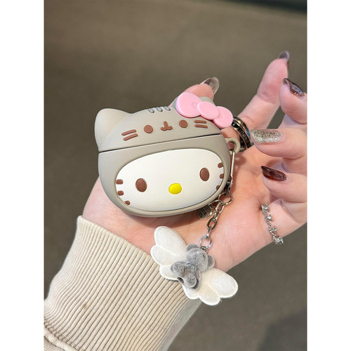 萌系胖吉猫可爱Kitty猫适用AirPods4代耳机壳苹果无线蓝牙AirPodsPro三代软1/2/3代硅胶Pro2代女款Pro3代防摔