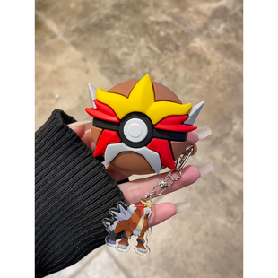 新款卡通宝可梦炎帝精灵球适用AirPodsPro三代耳机壳苹果蓝牙AirPods4代软Pro3代硅胶1/2/3代防摔Pro2代男女