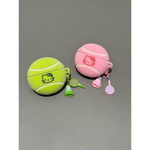 绒毛可爱卡通网球Kitty猫适用AirPods4代耳机壳苹果无线蓝牙AirPodsPro三代软1/2/3代硅胶Pro2代女款Pro3代套