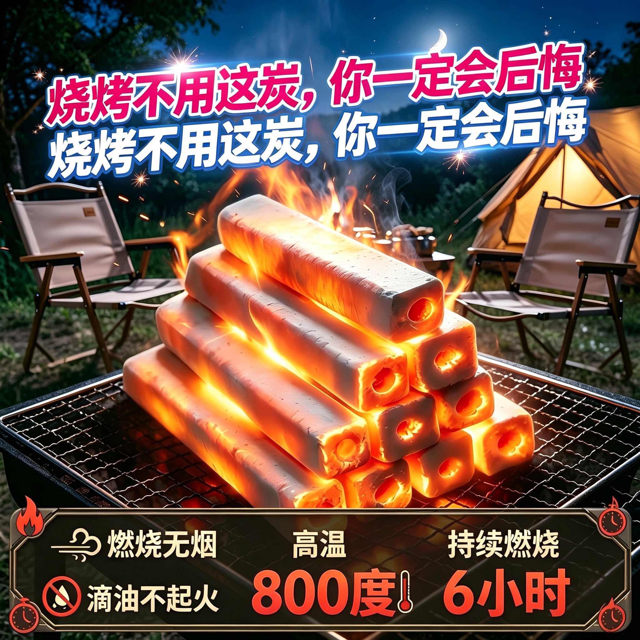 高温烧烤专用竹炭，滴油不起火