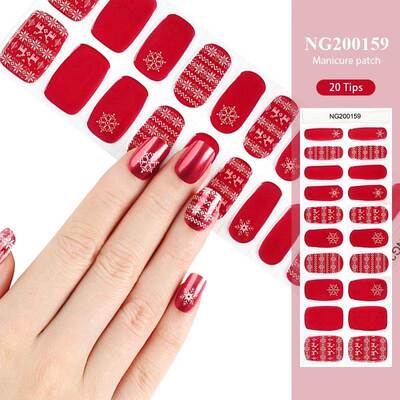 20Tips Christmas Snowflakes Semi-cured UV Gel Nail Stickers