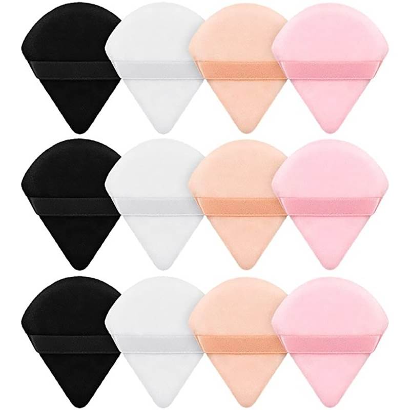 2/12Pcs Triangle Velvet Powder Puff Make Up Sponges for