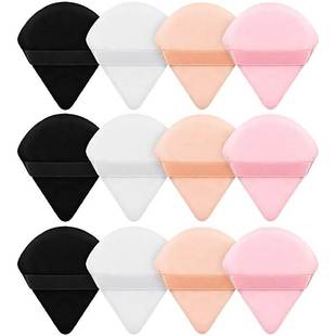 2/12Pcs Triangle Velvet Powder Puff Make Up Sponges for