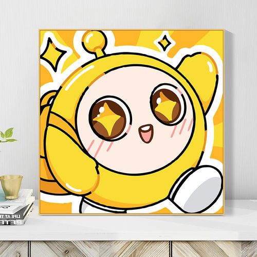 儿童涂鸦数字油画手绘简约卡通画