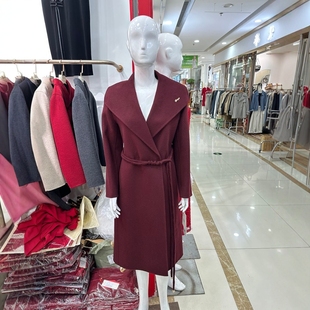 年轻妈妈洋气大翻领双面羊绒大衣中长款婚礼宴会礼服外搭呢子大衣