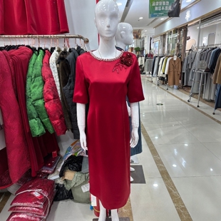 简约轻奢年轻喜妈妈婚宴装中长款显瘦连衣裙喜婆婆婚礼敬酒晚礼服