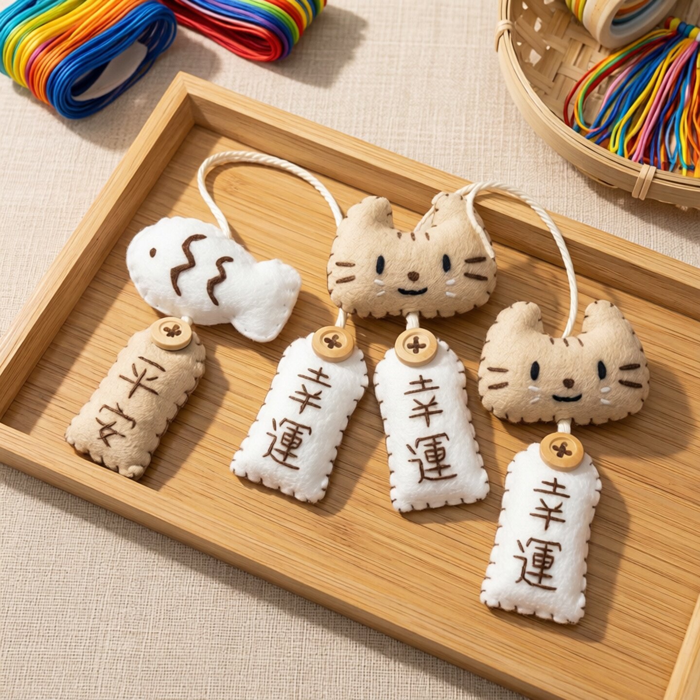 小红书同款小猫小鱼不织布御守手工材料包可爱创意礼物包挂件生日