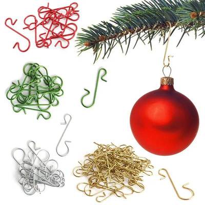 100Pcs Christmas Ornaments 30Mm Metal S-Shape Hooks Holder C