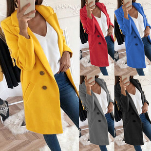 女翻领中长款 秋冬新款 毛呢大衣Women coat fashionable woolen