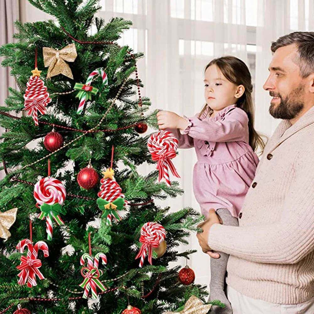 1pcs Christmas Tree Ornament Soft Clay Red White Candy Cane