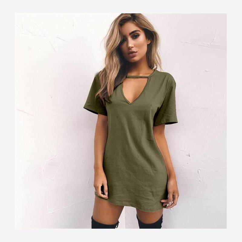 欧美时尚休闲短袖长款T恤上衣女 casual long t-shirt tee women