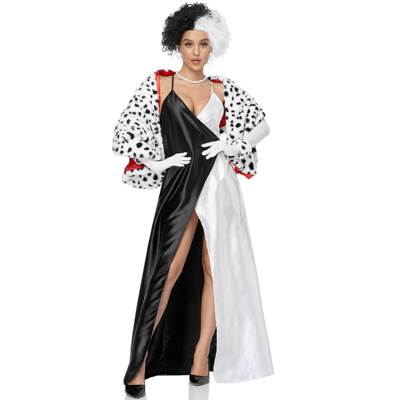 M-XL Halloween cosplay playing black and white witch uniform