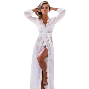 Sleepwear Long Bathrobe Women Kimono Dressing Gown Nightgown