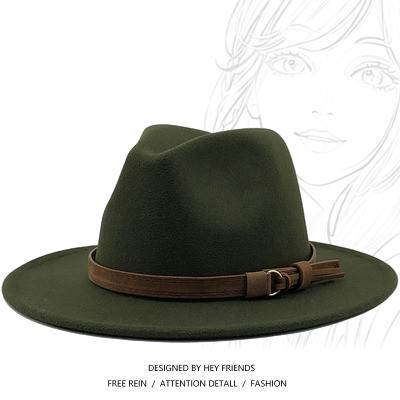 男女大沿帽英伦风爵士帽 Women Men Wool Fedora Hat Jazz Cap