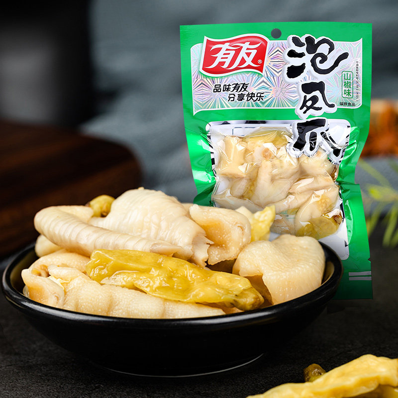 【尝鲜】有友泡椒凤爪山椒鸡爪卤汁筋骨棒70g解馋追剧零食小吃图片