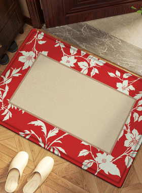 大江中式古典喜庆入户门地垫PVC地毯门口耐脏除尘丝圈防滑垫脚垫