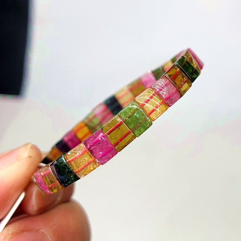 实拍选纯天然精品碧玺手排女款 通透艳丽超低价首饰盒/证书2选一