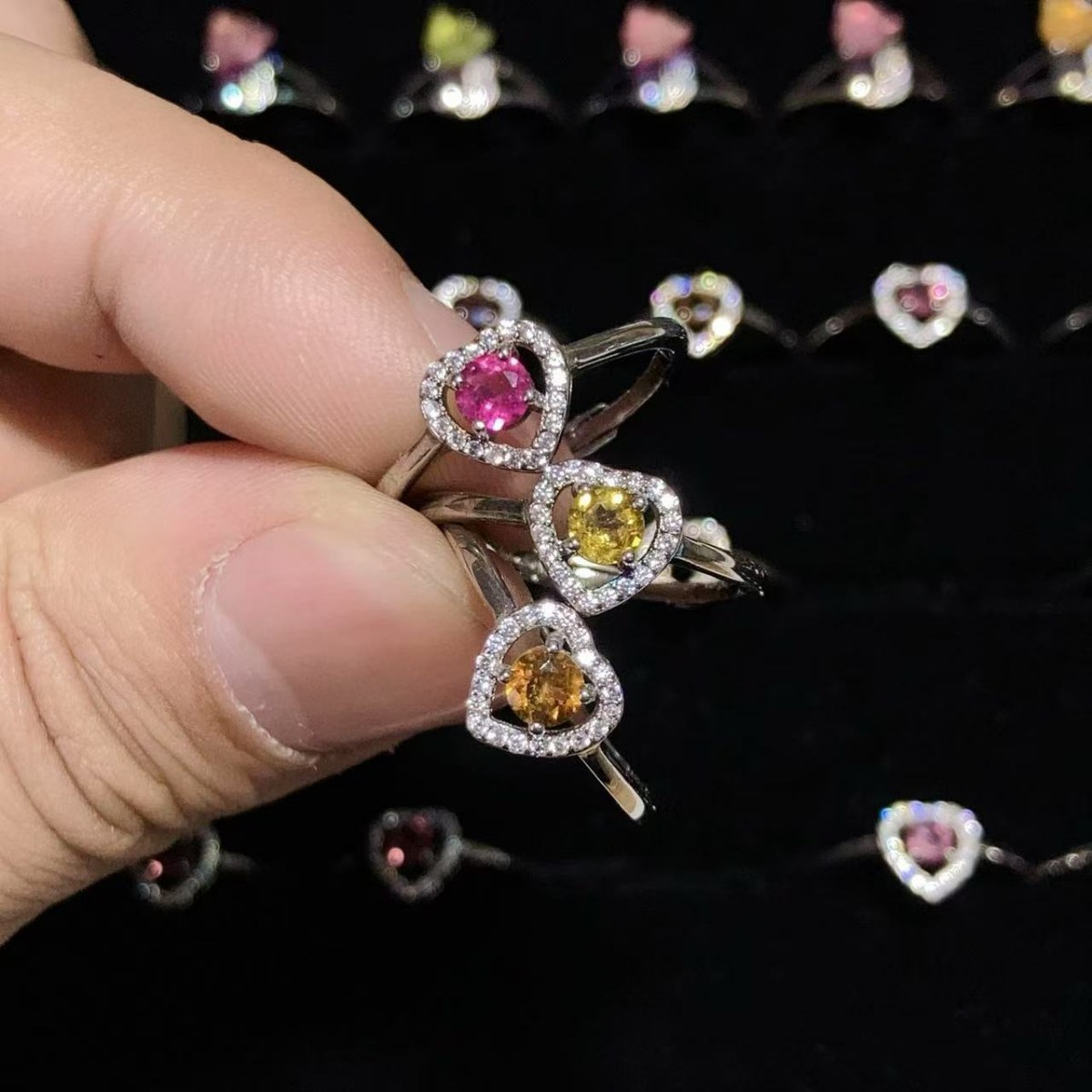 正品纯天然巴西碧玺戒指S925纯银戒圈圈口活口低价特惠