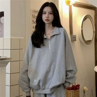 2023新款 卫衣女春秋装 宽松胖妹妹外套上衣 300斤polo领薄款 特大码