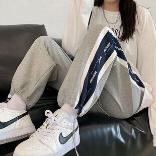 灰色运动裤 直筒裤 女春夏季 显瘦百搭休闲大码 裤 束脚裤 子女2022薄款