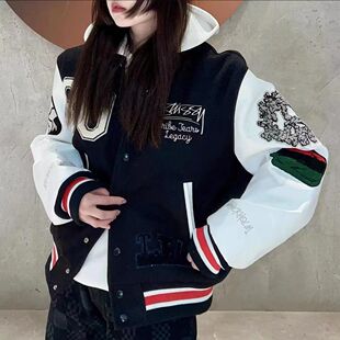 美拉德加厚西海岸秋冬男女款宽松棒球服VIBE风新款外套棒球服潮流