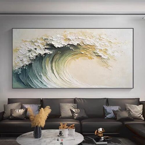 风生水起海浪抽象客厅装