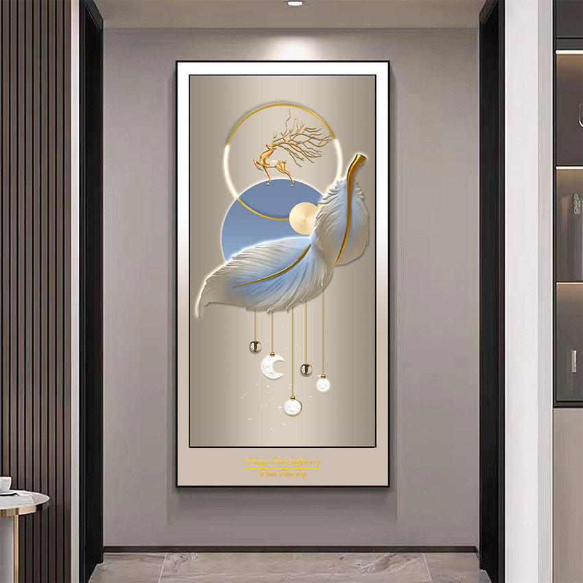 现代简约轻奢皮革肌理烫金廊过道壁画入户画正对门挂画有框玄关画