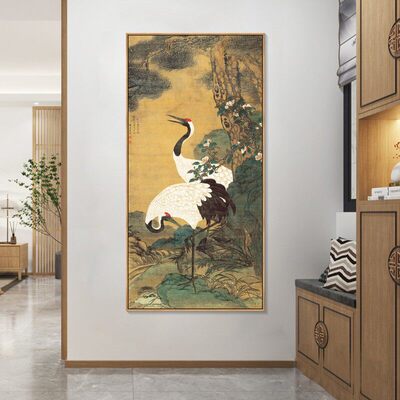 松鹤延年图玄关画明清新