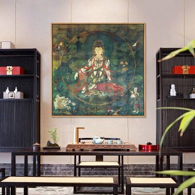 水月观音挂画普贤文殊菩