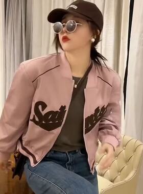 vintage棒球服外套女秋冬季2023新款美式休闲运动飞行员夹克上衣