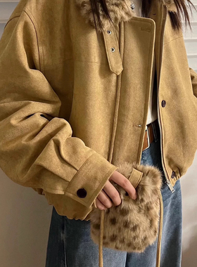 LEMON  STUDIO -加厚保暖高级感宽松拉链夹克短外套(配包包)818w