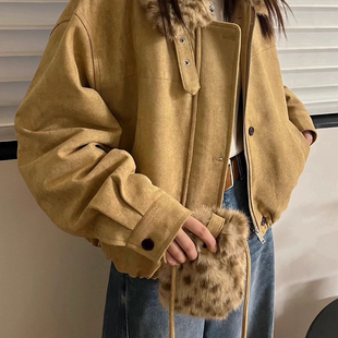 LEMON  STUDIO -加厚保暖高级感宽松拉链夹克短外套(配包包)818w