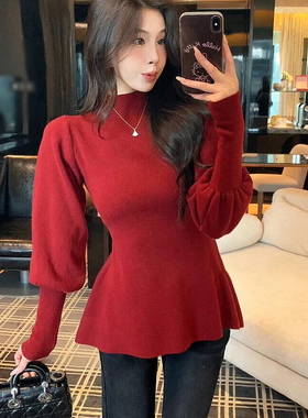 TMP 甜莓派-系休闲风温柔长袖打底灯笼袖收腰显收毛衣针织衫95305