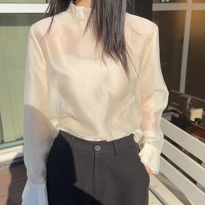 LHX-26年早春立领花边设计盘扣小衫SGH86012