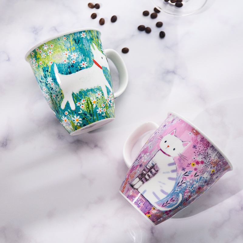 进口英国DUNOON丹浓骨瓷马克杯大容量马克杯可爱猫咪动物图案杯子