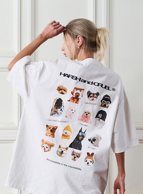 【朱志鑫 刘炫廷 】HACR丨harshandcruel小狗趣味针织纯棉短袖T恤