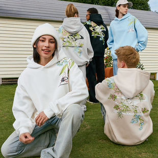 HACR丨harshandcruel美式街头花卉刺绣cleanft宽松休闲连帽卫衣